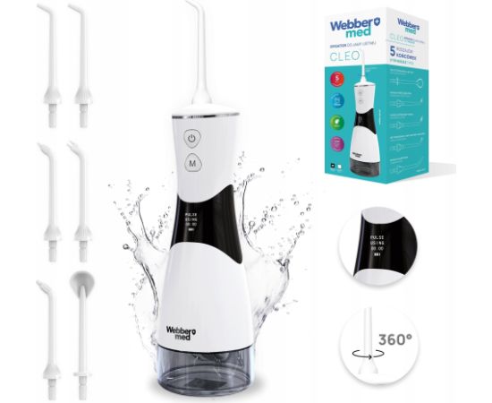 Irygator do zębów Webber bezprzewodowy, dentystyczny, mocny  5 dysz, 5 trybów pracy Elektriskās zobu birstes