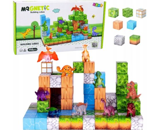 Leantoys Klocki Magnetyczne Konstrukcyjne Kostki Kwadratowy Świat 3D 114 el. Конструкторы