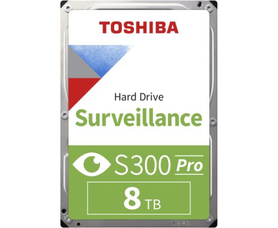HDD Video Surveillance TOSHIBA S300 PRO 8TB CMR, 3.5'', 512MB, 7200RPM, SATA, 64 cameras, 24/7, TBW: 300 HDD Iekšējie cietie diski
