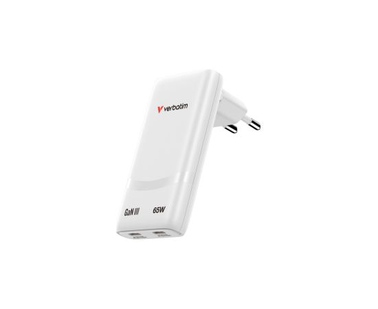Lādētājs Verbatim Fold n Go GaN 65W USB-C White Telefonu lādētāji 220v