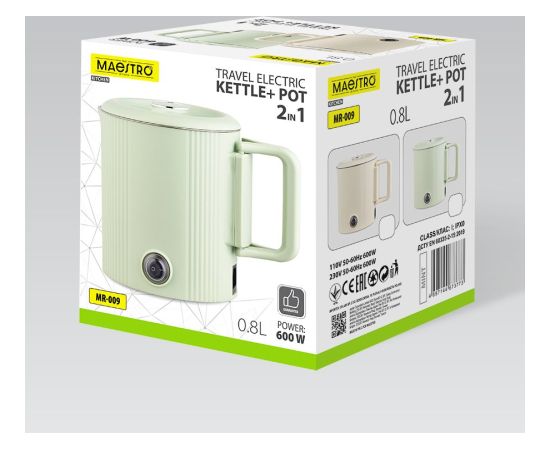 Electric kettle / travel pot Maestro MR-009 0.8 L 600 W (MR-009-BEIGE) Beige Tējkannas (elektriskās)