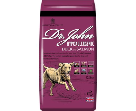 Dr. John DR JOHN Hypoallergenic Duck with salmon - dry dog food - 12,5kg Suņu barība