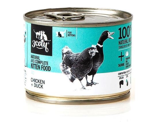 3COTY 42. Chicken and duck (kitten) - wet cat food - 180g Kaķu konservi