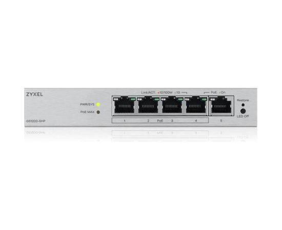 Zyxel GS1200-5HPV3 Managed L2 Gigabit Ethernet (10/100/1000) Power over Ethernet (PoE) Desktop Grey Switch