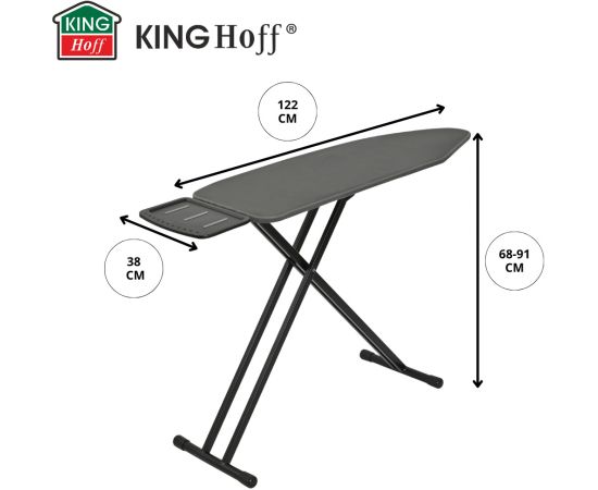 Gludināmais dēlis ar statīvu, 122 × 38 cm, 7 augstuma regulēšanas līmeņi, KINGHOFF, KH 1940 Veļas Gludināmie dēļi