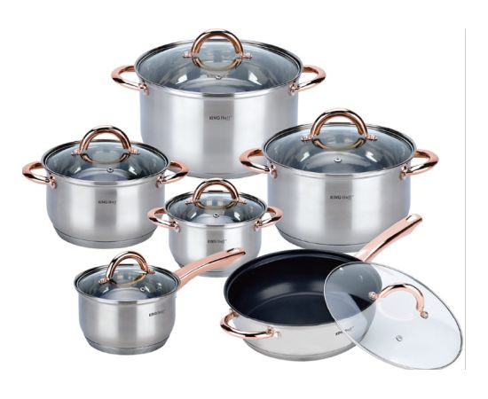 Набор посуды KINGHoff цвета розовое золото, 12 предметов, KH 1765 Katli