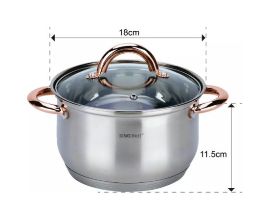 KINGHoff rozā zelta krāsas katlu komplekts, 6 daļas, Ø18, Ø20, Ø24, KH 1762 Katli