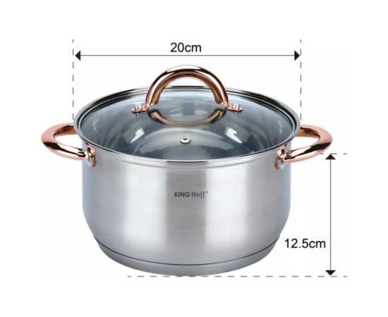 KINGHoff rozā zelta krāsas katlu komplekts, 6 daļas, Ø18, Ø20, Ø24, KH 1762 Katli