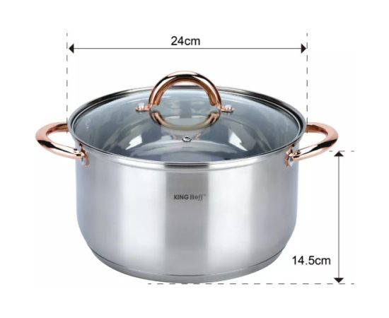 KINGHoff rozā zelta krāsas katlu komplekts, 6 daļas, Ø18, Ø20, Ø24, KH 1762 Katli