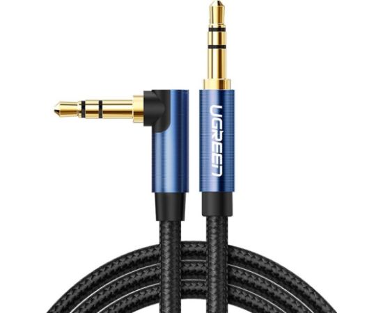 Ugreen   Ugreen audio cable AUX angled minijack 3.5 mm 2m blue (AV112) Data USB kabeļi