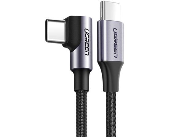 Ugreen   Ugreen US255 50125 USB-C (straight) / USB-C (angled) PD QC cable 60W 3A 2m - gray Data USB kabeļi