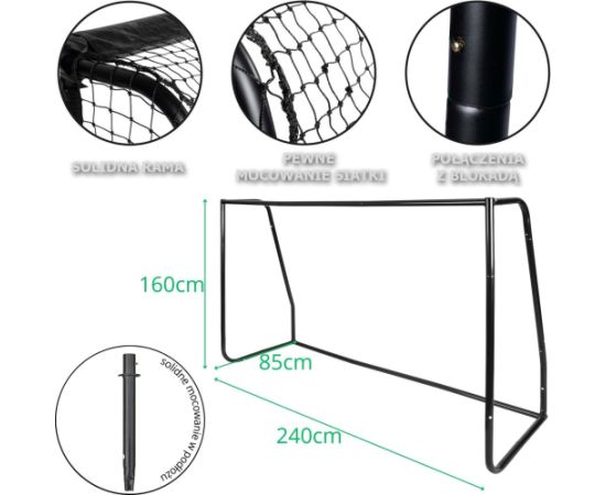 BRAMKA DO PIŁKI NOŻNEJ Z SIATKĄ 240x160x85CM ENERO PRO Велосипеды