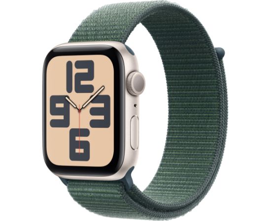 Apple Watch SE, Smartwatch (champagne, aluminum, 44 mm, Sport Loop sea green) Smart-Watch Pulksteņi