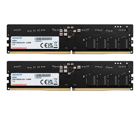 ADATA DDR5 - 16GB - 5600 - CL - 46 (2x 8 GB) dual kit, RAM (black, AD5U56008G-DT, Premier Tray) RAM Operatīvā atmiņa