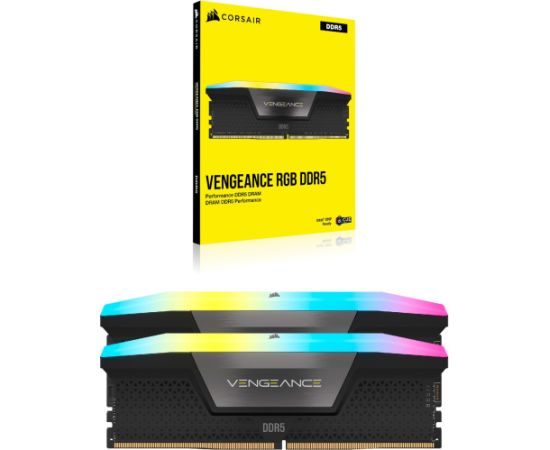 Corsair DDR5 - 32GB - 6200 - CL - 36 (2x 16 GB) dual kit, RAM (black, CMH32GX5M2E6200C36, Vengeance RGB) RAM Operatīvā atmiņa