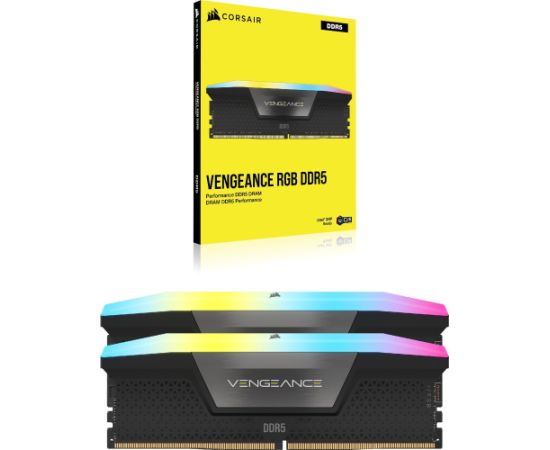 Corsair DDR5 - 32GB - 6000 - CL - 30 (2x 16 GB) dual kit, RAM (black, CMH32GX5M2B6000C30, Vengeance RGB, INTEL XMP) Оперативная память (RAM)