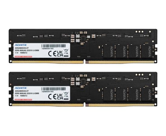 ADATA DDR5 - 32GB - 5600 - CL - 46 (2x 16 GB) dual kit, RAM (black, AD5U560032G-DT, Premier Tray) RAM Operatīvā atmiņa