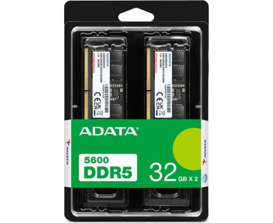 ADATA DDR5 - 32GB - 5600 - CL - 46 (2x 16 GB) dual kit, RAM (black, AD5U560032G-DT, Premier Tray) RAM Operatīvā atmiņa