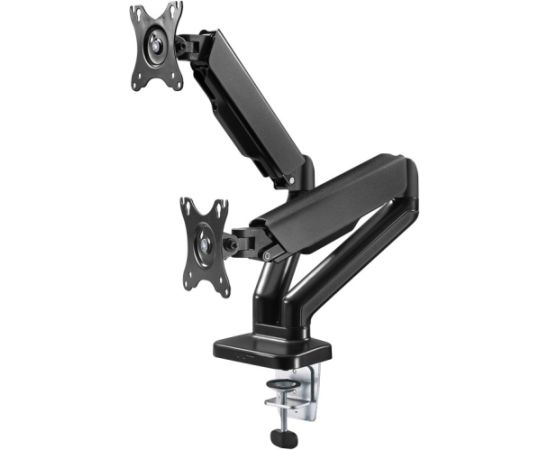 Goobay Desk Mount Double Monitor Mount with Gas Spring Swivel, Tilt, Rotation 17-32 " Maximum weight (capacity) 9 kg Black Крепления для телевизоров