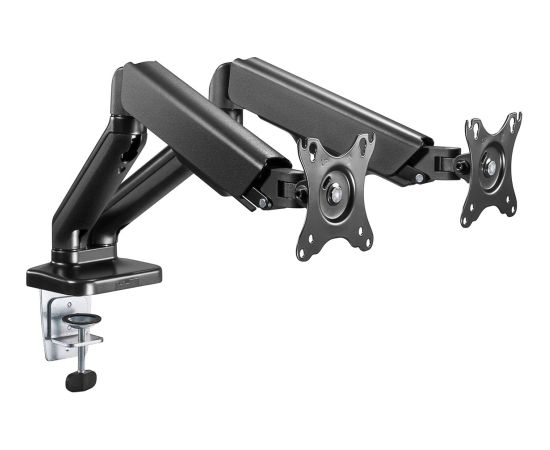 Goobay Desk Mount Double Monitor Mount with Gas Spring Swivel, Tilt, Rotation 17-32 " Maximum weight (capacity) 9 kg Black Крепления для телевизоров