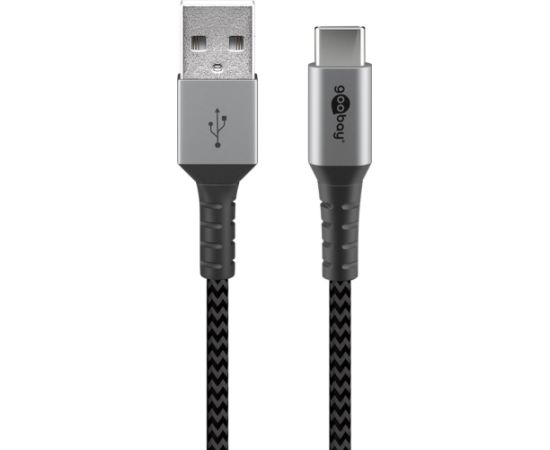 Goobay USB-C to USB-A Textile Cable with Metal Plugs 49296 USB-C to USB-A Data USB kabeļi