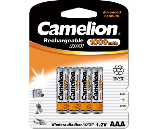 Camelion AAA/HR03 1000 mAh Rechargeable Batteries Ni-MH 4 pc(s) Baterijas un akumulatori