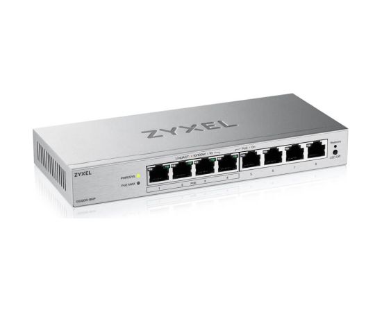 Zyxel GS1200-8HPV3 Managed L2 Gigabit Ethernet (10/100/1000) Power over Ethernet (PoE) Desktop Grey Коммутаторы (Switch)