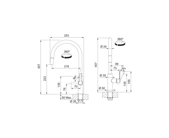 Franke Maris Izvelkams Uzgalis Matēts Melns Virtuves Izlietnes Jaucējkrāns Для кухни