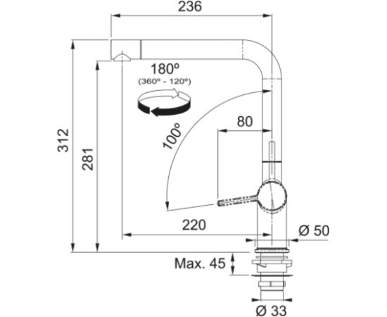 Franke Active Fikšets Ūdens Izvads Matēts Melns Virtuves Izlietnes Jaucējkrāns Для кухни