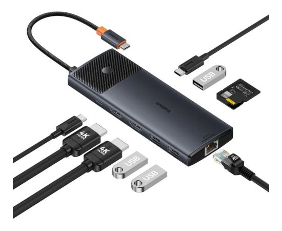 Dokēšanas stacija 1in10 USB C spraudnis - 2xHDMI RJ45 SD/TF USB3 BASEUS Jaunumi - Datori