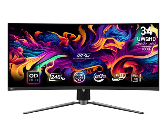 Monitor MSI 34" Gaming/Curved/21 : 9 Panel QD-OLED 3440x1440 240 Matte 0.03 ms Swivel Height adjustable Tilt Colour Black MPG341CQPXQD-OLED Monitori