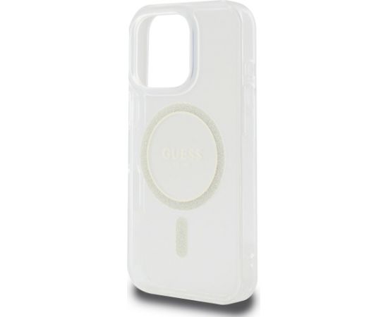 Guess IML Glitter Ring MagSafe Case Aizsargapvalks priekš iPhone 16 Pro Max / caurspīdīgs Neoriģinālie Maciņi