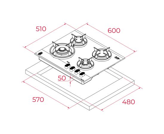 Built-in gas hob Teka Van Gogh Iebūvējama virsma - Gāzes