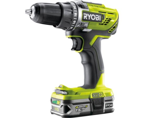 Ryobi ONE+ cordless drill/driver R18DD3-215S, 18Volt (green/black, 2x Li-ion battery 1.5Ah) Новинки Для дома и сада 