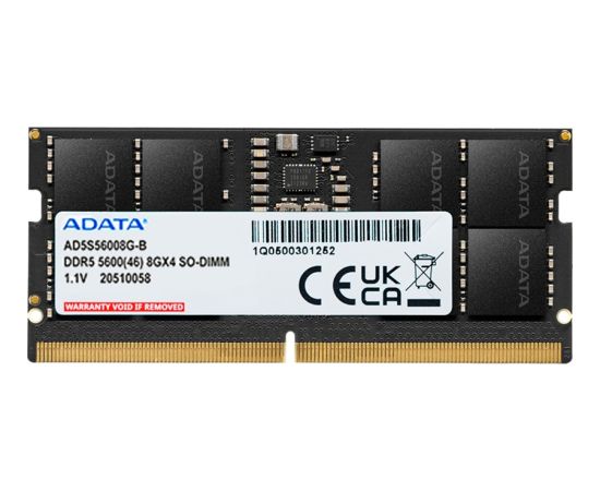 ADATA DDR5 - 8GB - 5600 - CL - 46, Single RAM (black, AD5S56008G-S, Premier Tray) Оперативная память (RAM)