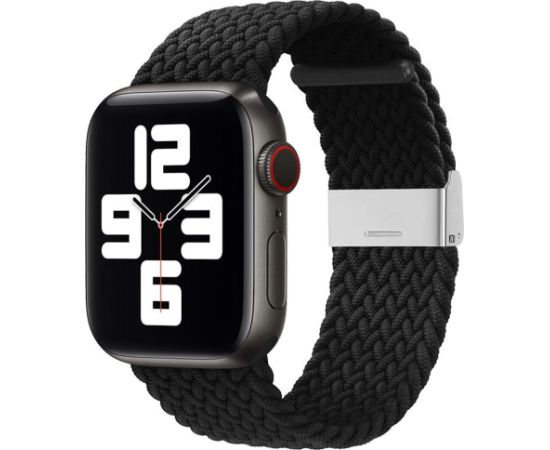 iLike Apple  Watch 38/40/41mm Braided Fabric Strap Black Smart pūlksteņu aksesuāri