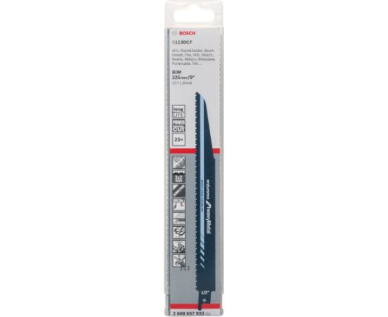 Bosch sabre saw blade S 1130 CF Endurance for Metal, 25 pieces (length 225 mm) Новинки Для дома и сада 