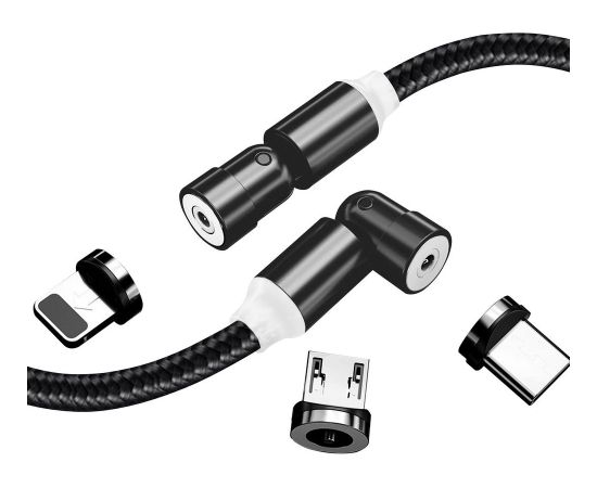 ColorWay Cable 3in1 (Lightning+MicroUSB+Type-C) Magnetic Rotation 540° 2.4А, 1m CW-CBUU037-BK Telefonu lādētāji 220v