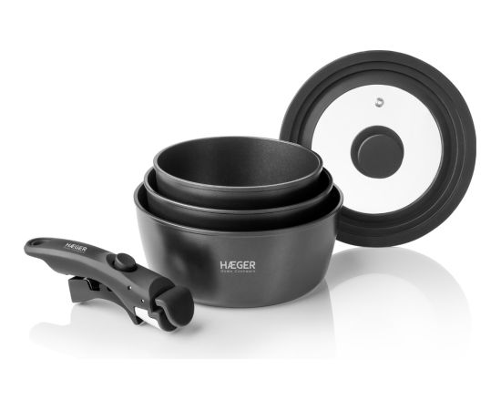 Haeger PA-C05.020A Easy Fit Pots Katlu komplekts ar noņemamu rokturi 5gab Katli