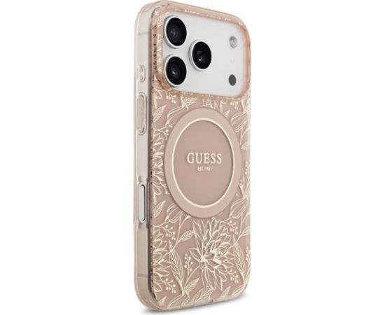 Guess IML Flowers Allover Strap MagSafe Case Защитный чехол для iPhone 17 Pro / розовый Чехлы - альтернативные