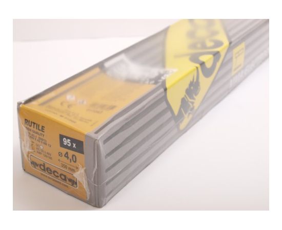 Rutila elektrodi DECA 4.0mm x350, AWS A5.1 E6013 EN 499 E 42 0 RR12, paka 5kg, apmēram 95gab Сварные машины