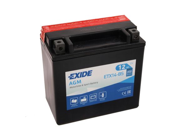 150 x 87 x 145 + - EXIDE Bike AGM  12V 12Ah (c20) 200 A(EN) TV +SP, YTX14-BS EAN3661024033862 Akumulatori