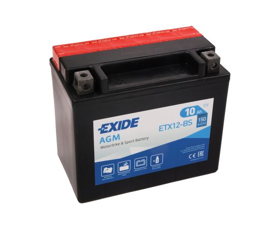 150 x 90 x 130, + -, EXIDE Bike AGM  12V 10Ah (c20) 150 A(EN) TV +SP, YTX12-BSEAN3661024033855 Akumulatori