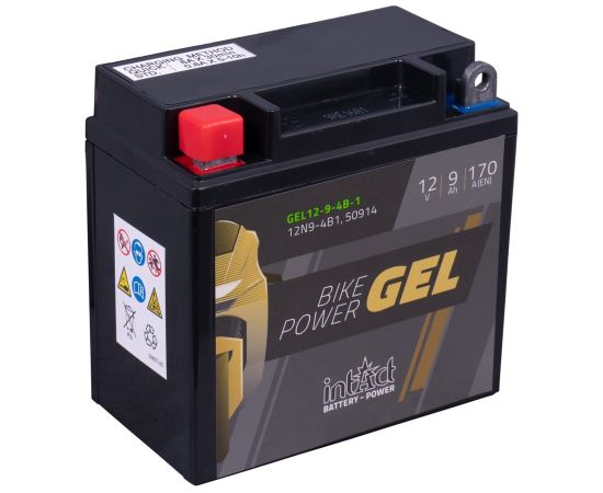 136 x 76 x 140 + - Intact Bike Power GEL 12V 9Ah(c20) 170A(EN) 12N9-4B1 EAN4250227524124 Akumulatori