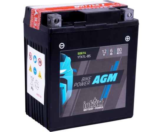 114 x 71 x 131 - + Intact Bike Power AGM 12V 6Ah(c20) 80A(EN) CTX7L-BS LI-01 GEL12-7L-BS EAN42502275 Akumulatori