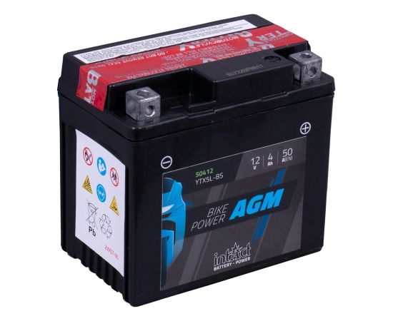 113 x 70 x 105 - + Intact Bike Power AGM 12V 4Ah(c20) 50A(EN) CTX5L-BS GEL12-5L-BS LI-01 LI-08 EAN42 Akumulatori