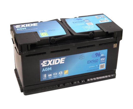 EXIDE START-STOP AGM EK960 12V 96Ah 850A(EN) 353x175x190 0/1 EAN3661024037921 Akumulatori