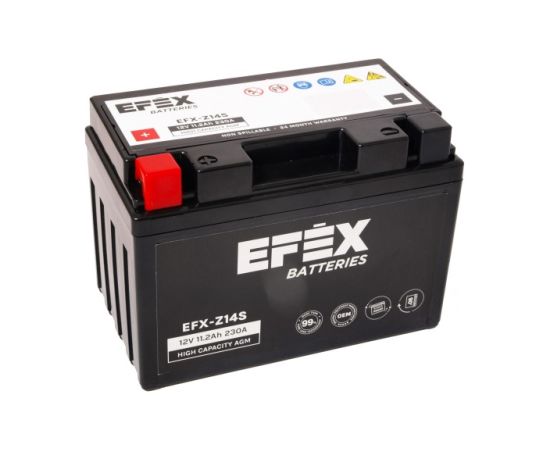150 X 87 X 105, + -, EFEX HIGH CAPACITY AGM 12V 11.2AH 230A EFX-Z14S YTZ14-S EAN4751039330632 Akumulatori
