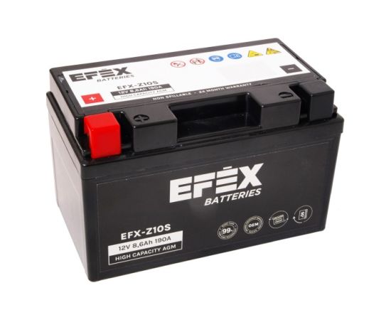150 X 87 X 94, + -, EFEX HIGH CAPACITY AGM 12V 8.6AH 190A EFX-Z10S YTZ10-S EAN4751039330625 Akumulatori