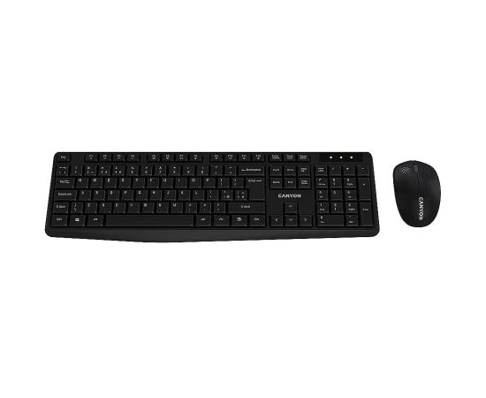 CANYON SET-W01 EN Keyboard+Mouse Wireless Black Klaviatūras